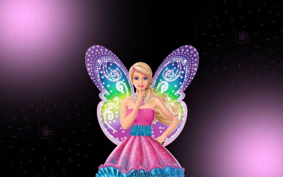 Barbie With Rainbow Wings Wallpaper