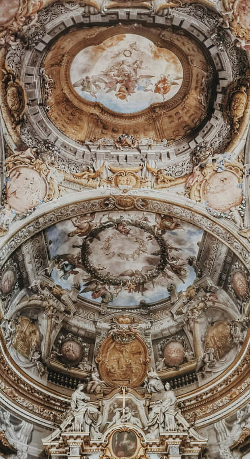 Baroque Ceiling Fresco Masterpiece Wallpaper