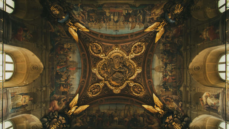 Baroque Ceiling Fresco Masterpiece Wallpaper