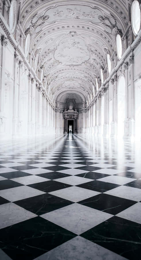 Baroque Corridor With Ornate Ceiling Wallpaper