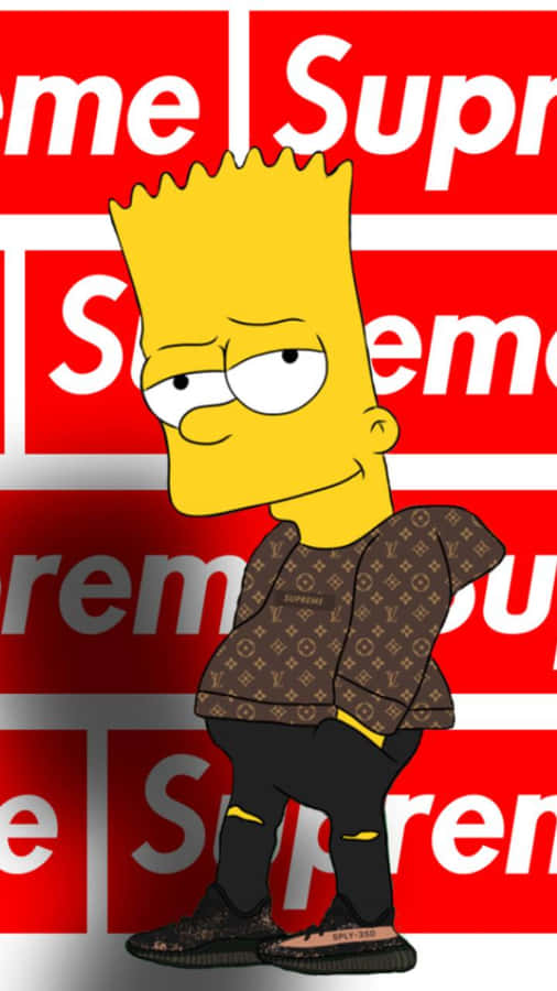 Bart Simpson On Supreme Background Wallpaper
