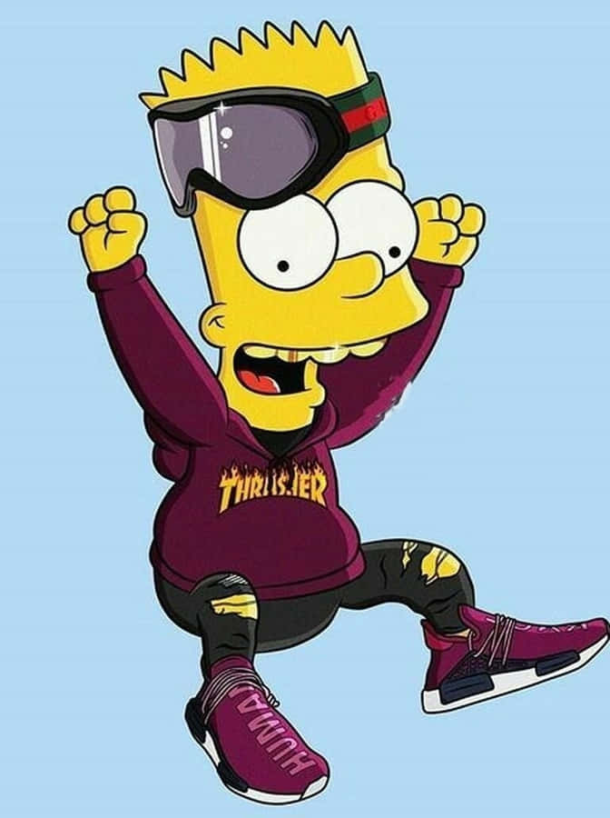 Bart Simpson Wearing Supreme Goggles Wallpaper