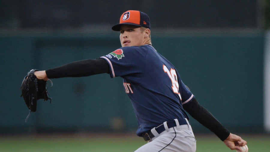 Baseball Pitcher In Action Detroit Uniform Wallpaper