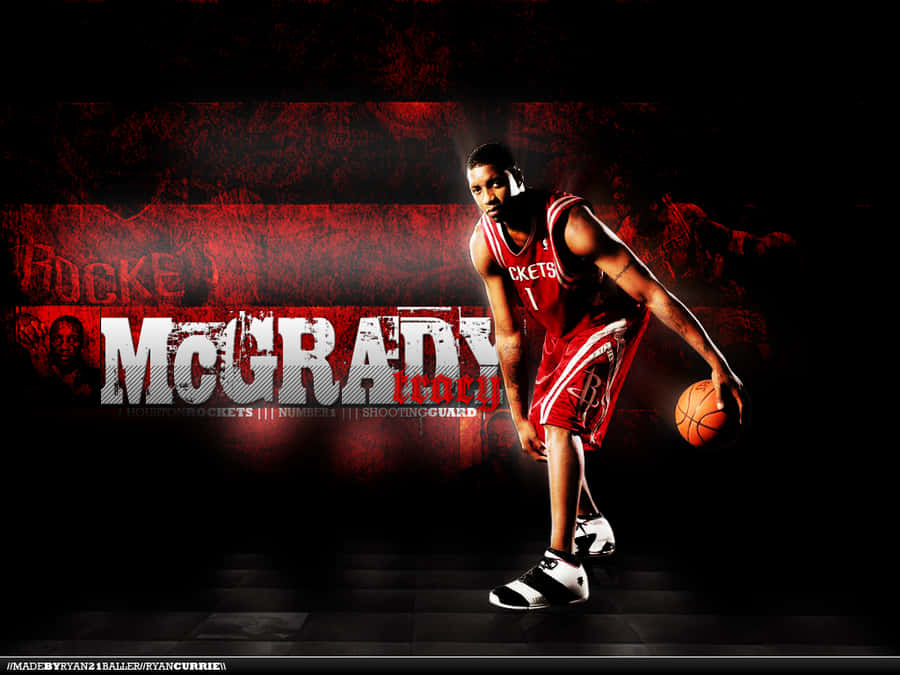 Basketball Legend Tracy Mcgrady In Action Wallpaper