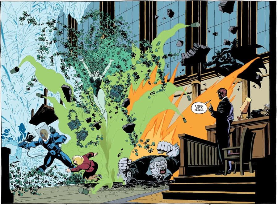 Batman Dark Victory Courtroom Chaos Wallpaper