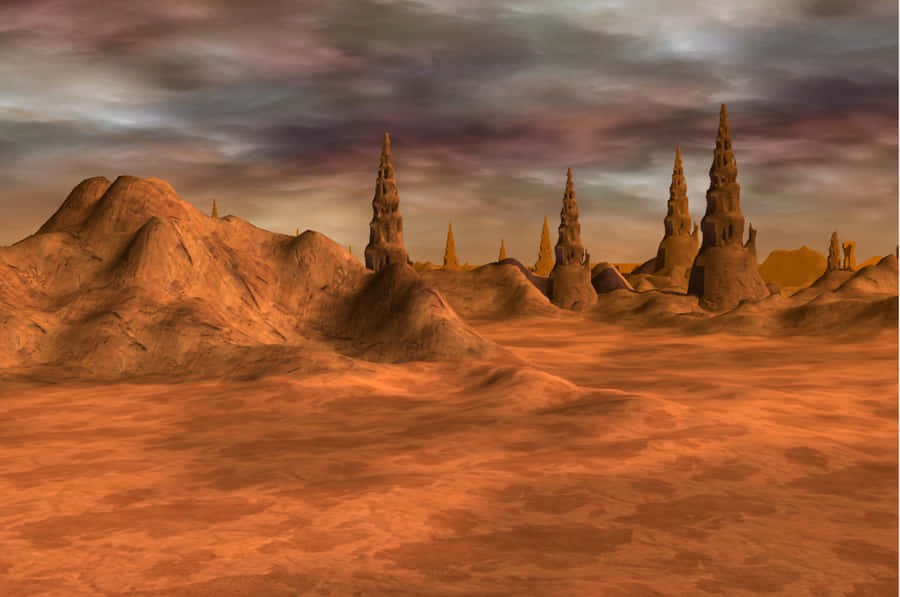 Battle Of Geonosis On A Rocky Desert Planet Wallpaper