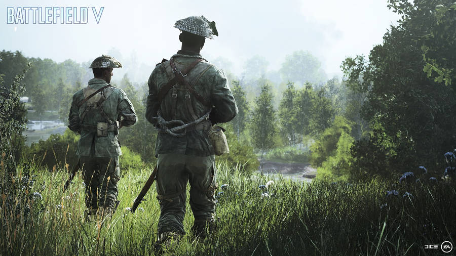 Battlefield 5 4k Soldiers On Forest Wallpaper