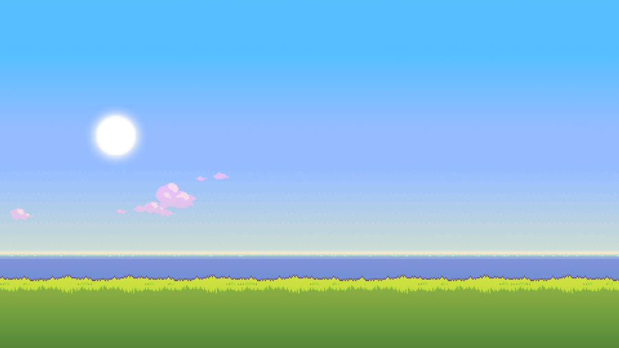 Beach 8 Bit Art Wallpaper