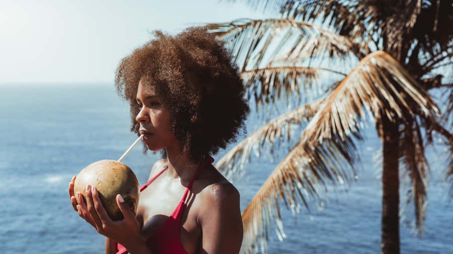 Beach Coconut Girl Vibes Wallpaper