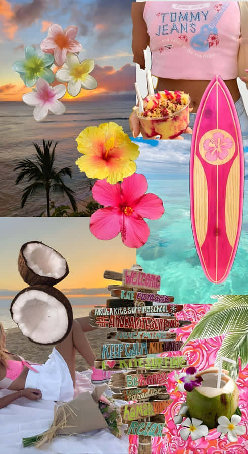 Beach Coconut Girl Vibes Wallpaper