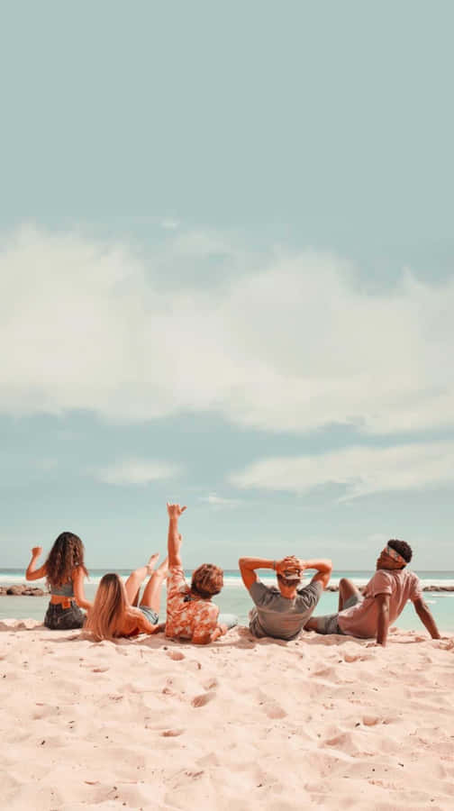 Beachside Friends Relaxingi Phone Wallpaper Wallpaper