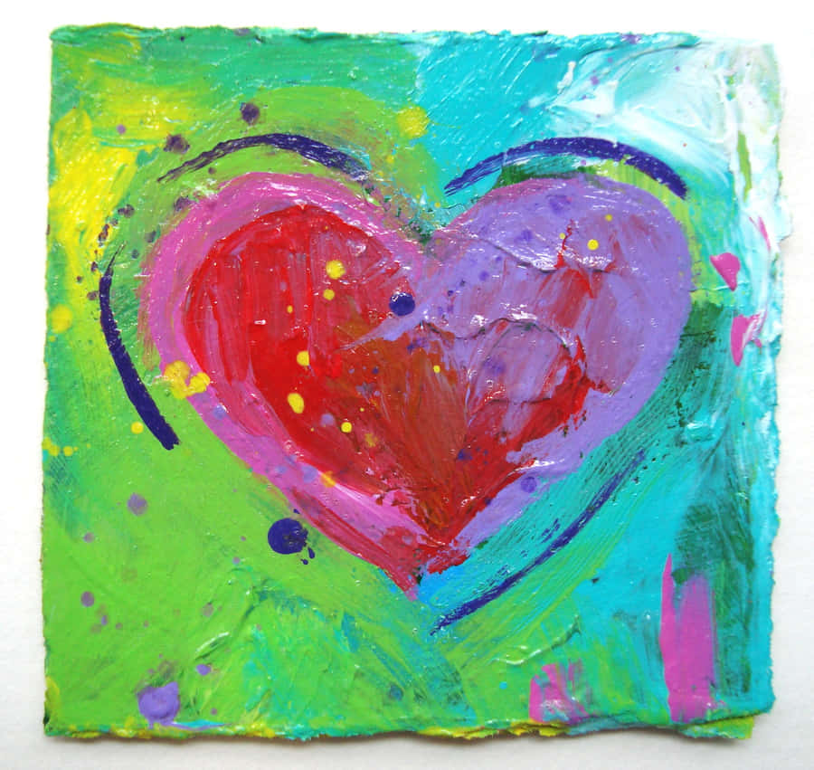 Beautiful 3d Heart Art In Red And Orange Wallpaper