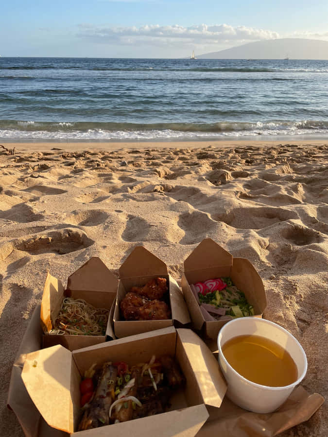 Beautiful Beach Picnic Setup Wallpaper