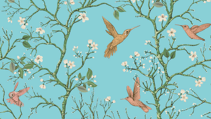 Beautiful Birds Enjoying The Spring Season Wallpaper
