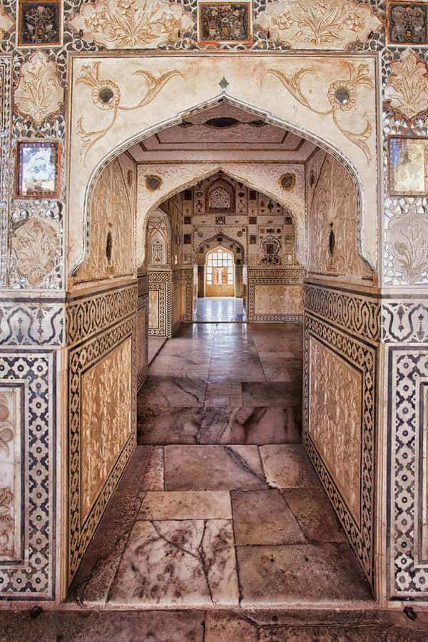 Beautiful Interior Of Amer Fort Wallpaper