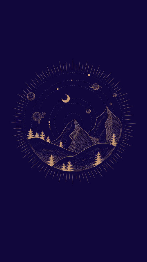 Beautiful Iphone Thin Mountain Line Art Wallpaper