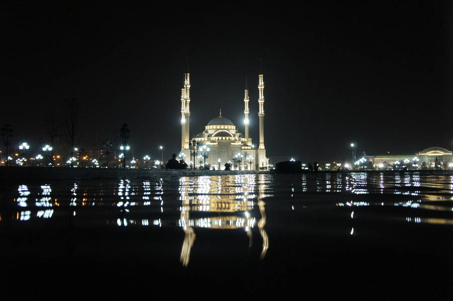 Beautiful Islamic Mosque At Night Wallpaper