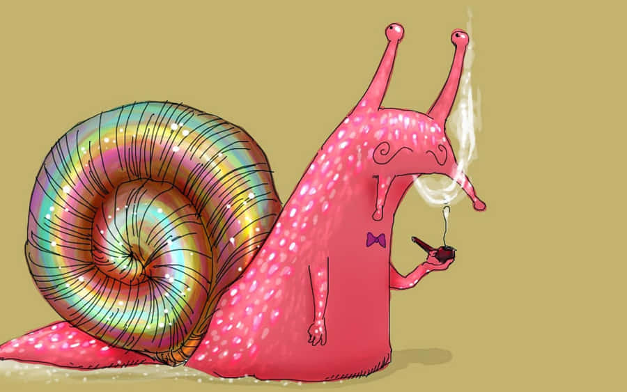 Beautiful Pink Snail On A Leaf Wallpaper