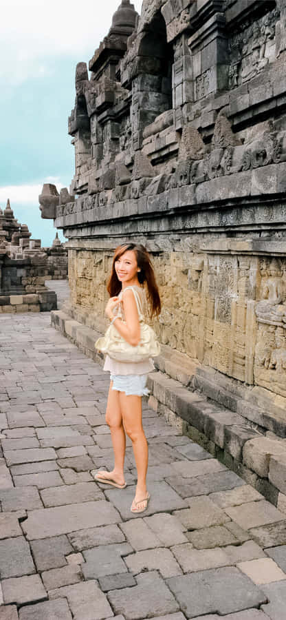Beautiful Woman In Borobudur Temple Wallpaper