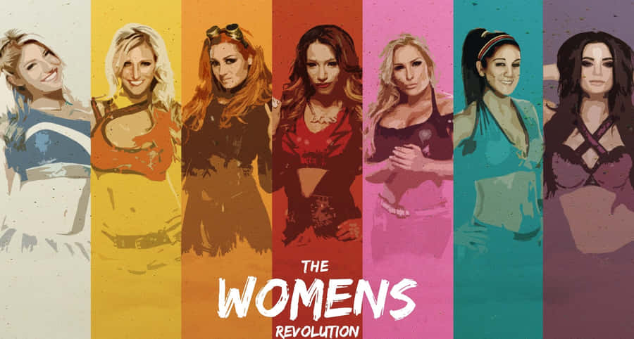 Becky Lynch With Other Female Wrestlers Wallpaper