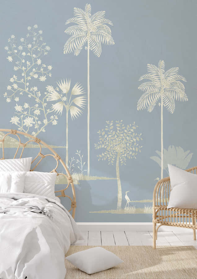 Bed Frame And Chair With Gilded Details Wallpaper