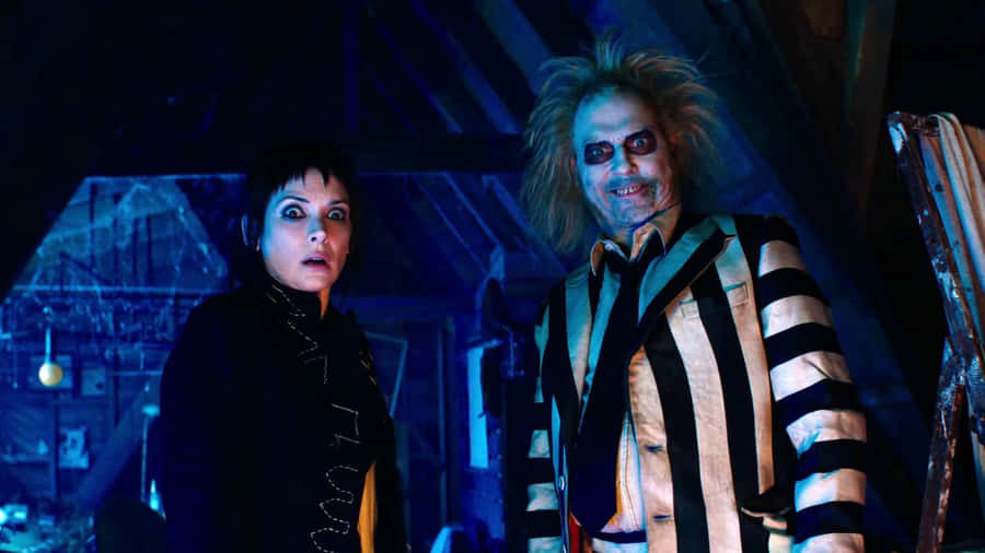 Beetlejuiceand Lydia Attic Scene Wallpaper