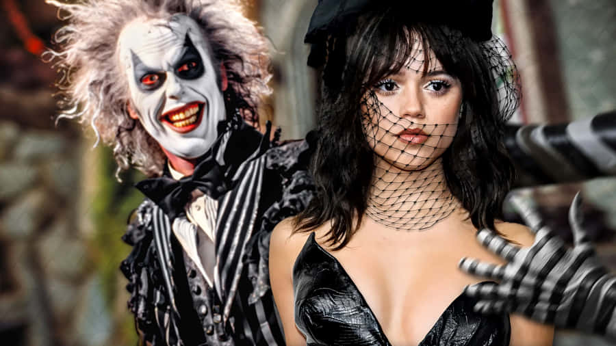 Beetlejuiceand Lydia Deetz Costumes Wallpaper