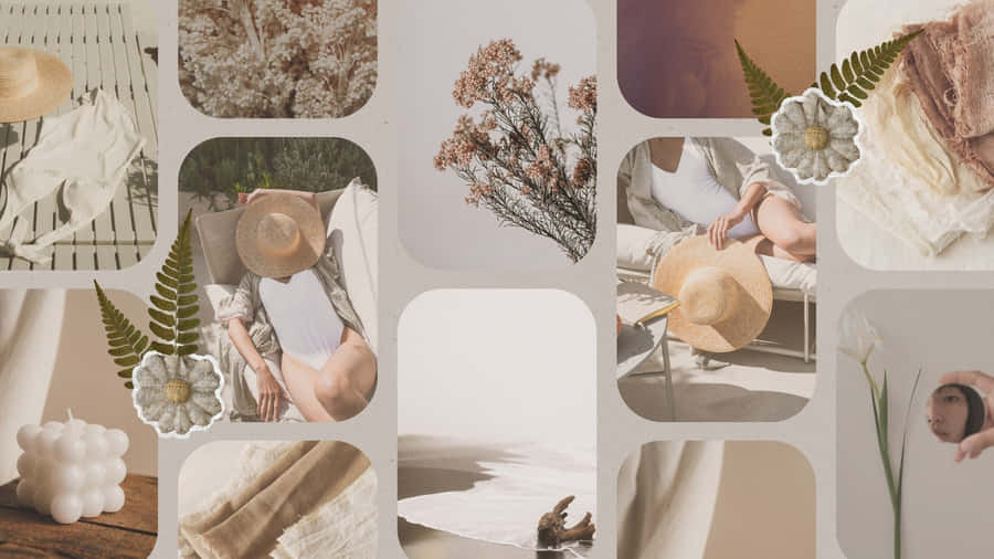 Beige Tan Aesthetic Collage Wallpaper