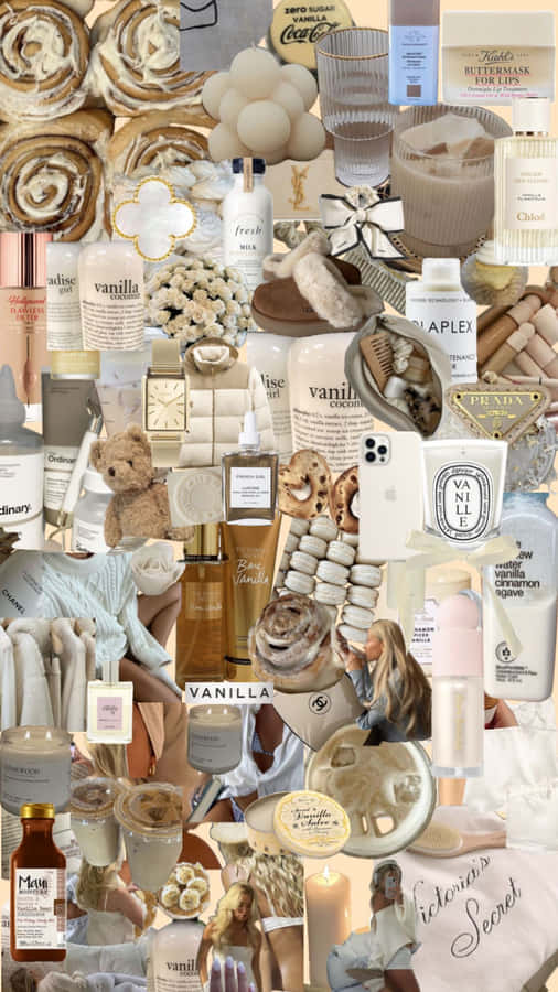 Beige Vanilla Aesthetic Collage Wallpaper
