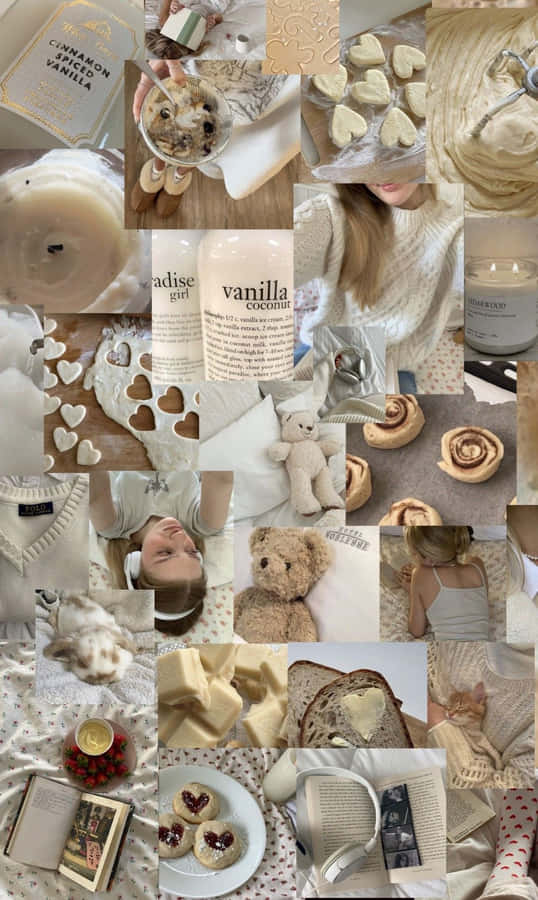 Beige Vanilla Aesthetic Collage Wallpaper