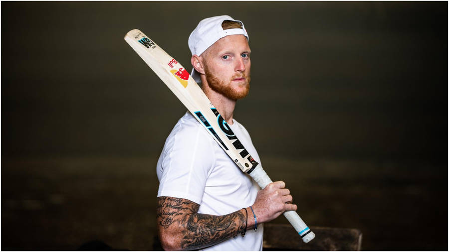 Ben Stokes With Cricket Bat Wallpaper