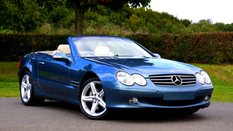 Benz 4k Blue Convertible Wallpaper