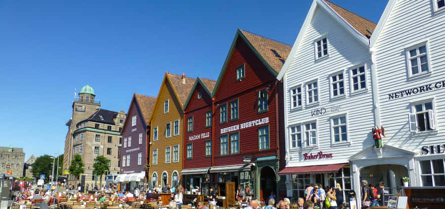 Bergen Bryggen Historic Waterfront Wallpaper