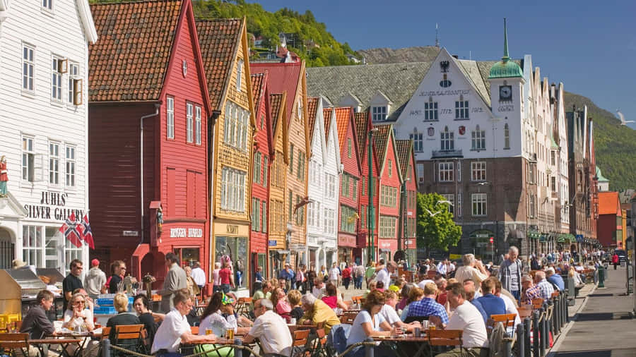 Bergen Bryggen Historic Waterfront Wallpaper