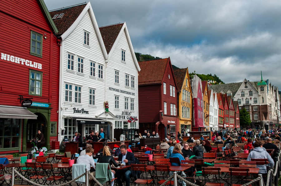 Bergen Bryggen Historic Waterfront Wallpaper