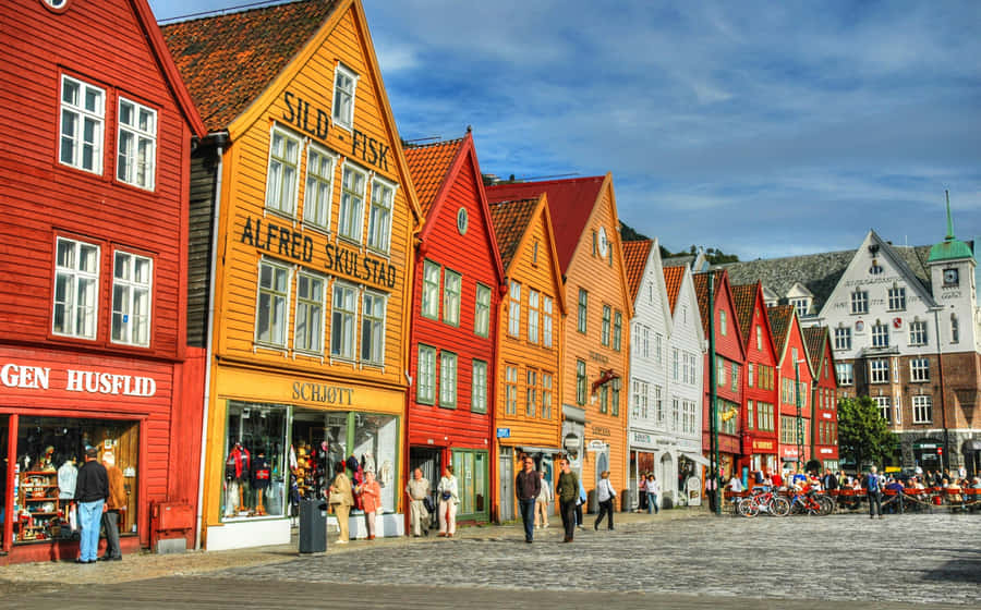 Bergen Bryggen Historic Wharf Wallpaper