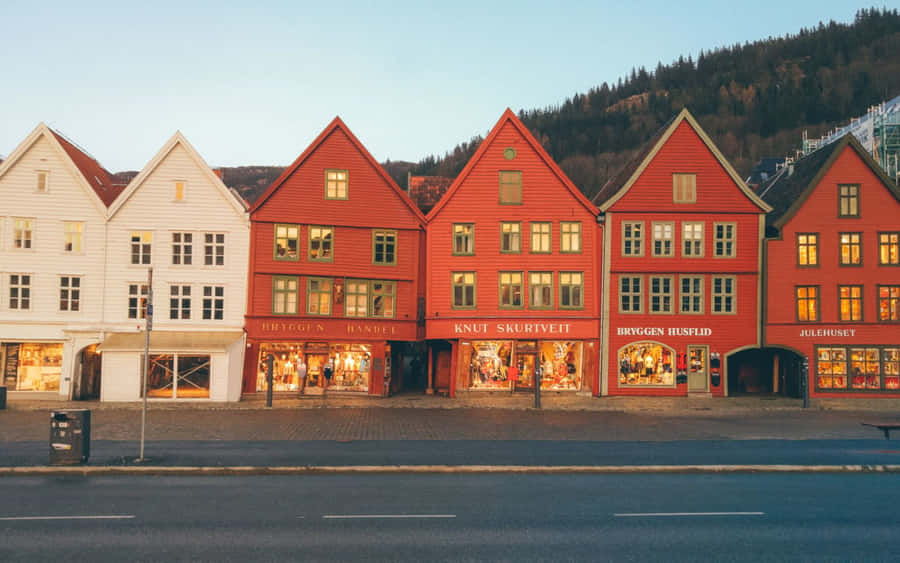 Bergen Historic Bryggen District Norway Wallpaper