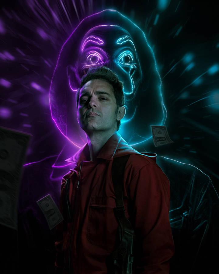 Berlin Money Heist Neon Art Wallpaper