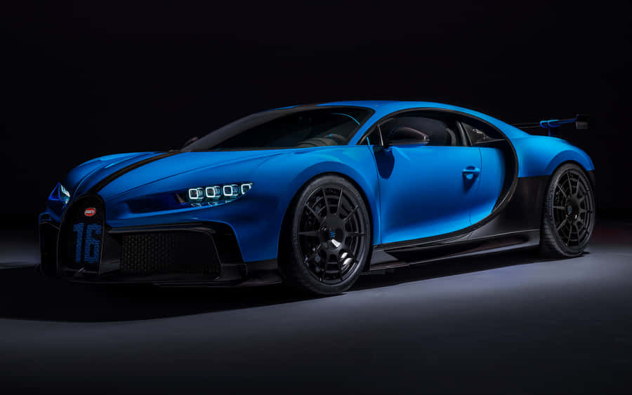 Best Bugatti Chiron Blue Sports Car Model Wallpaper