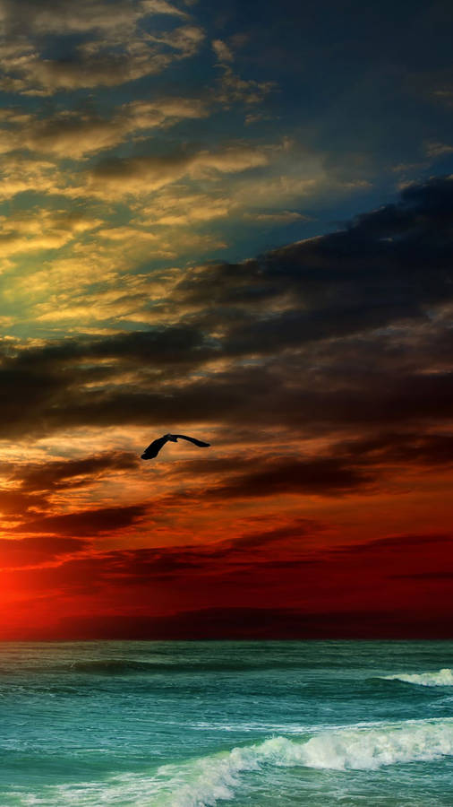 Best Smartphone Ocean And Colourful Sky Wallpaper