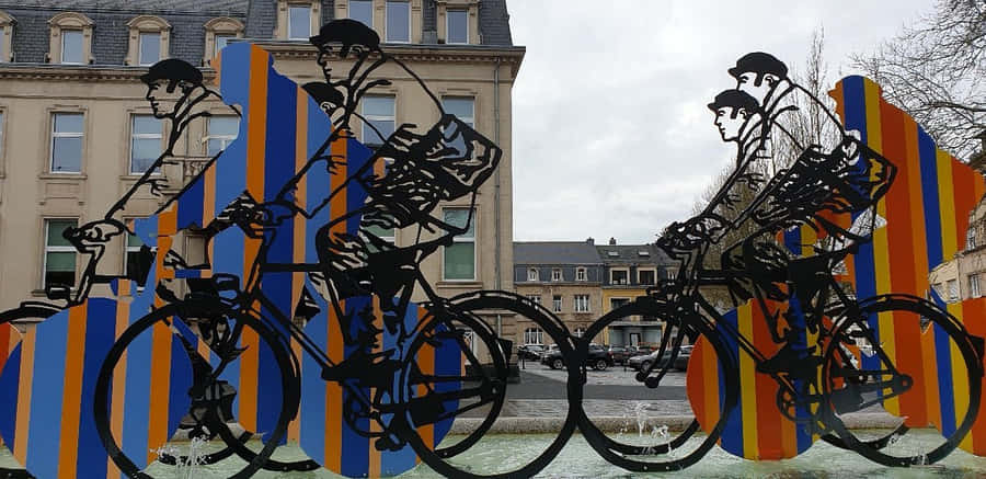 Bettembourg Cycling Sculpture Art Wallpaper