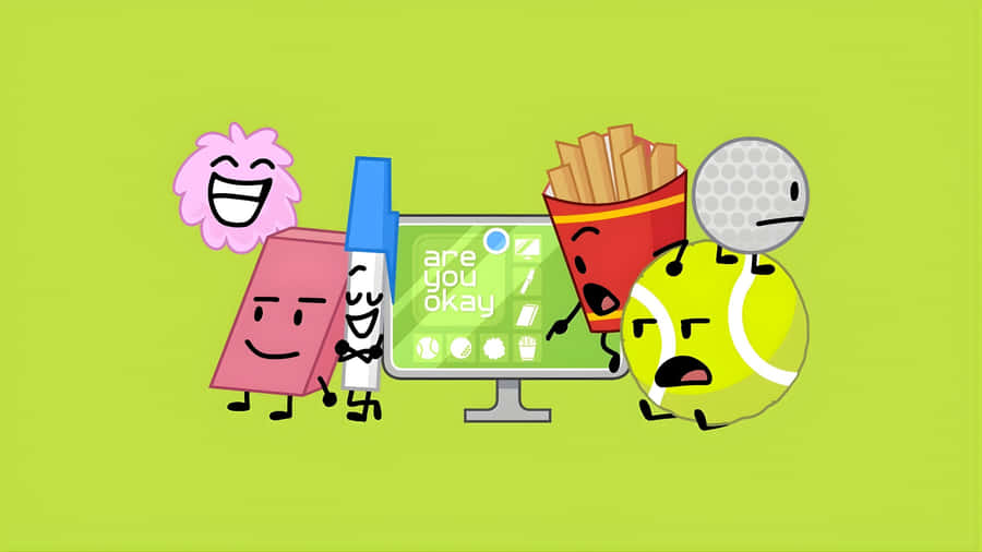 Bfdi Characters Around Screen Wallpaper