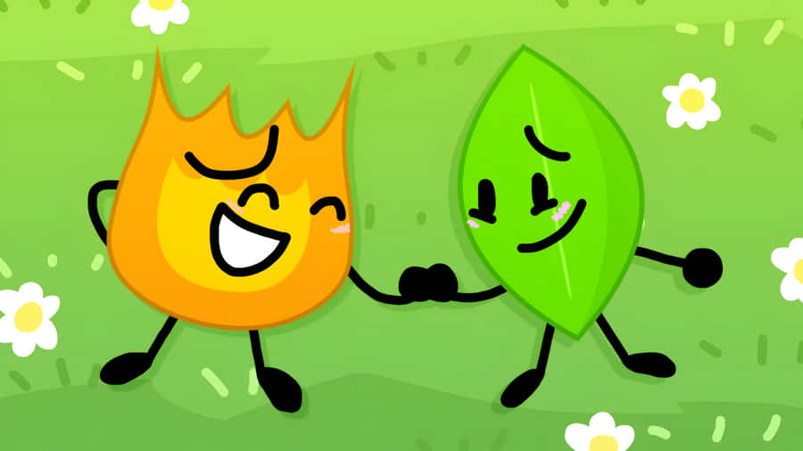 Bfdi Characters Firey And Leafy Wallpaper