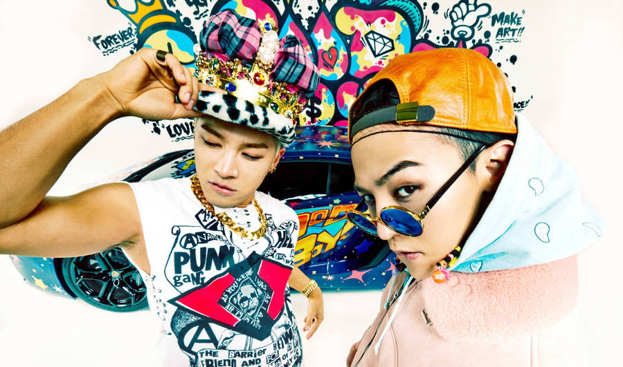 Bigbang Taeyang And Gd Colorful Art Wallpaper