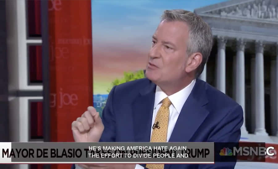 Bill De Blasio Being Interviewed Live Wallpaper