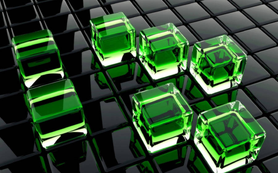 Black And Green Cubes 3d Full Wallpaper