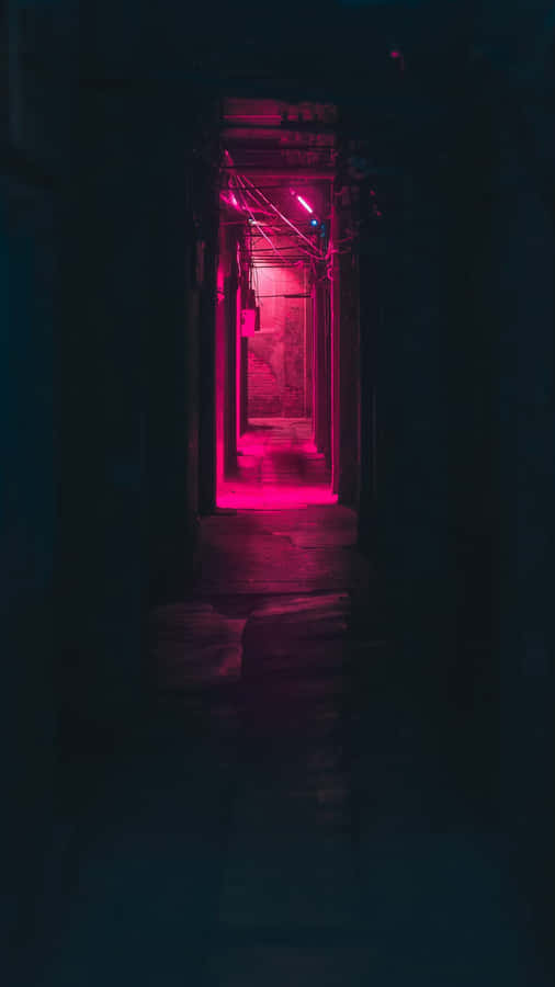 Black And Pink Iphone Dark Hallway Wallpaper