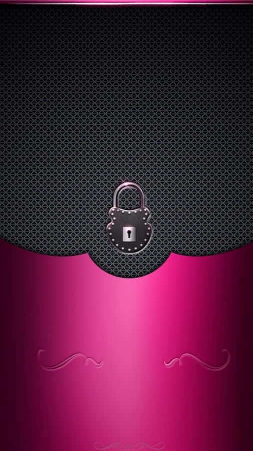 Black And Pink Iphone Lock And Patterns Wallpaper