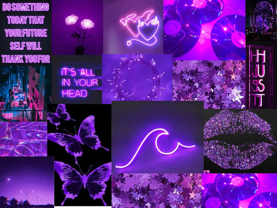 Black And Purple Collage Desktop Wallpaper