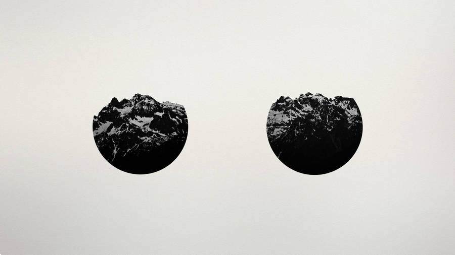 Black And White Aesthetic Mountains In Circles Wallpaper